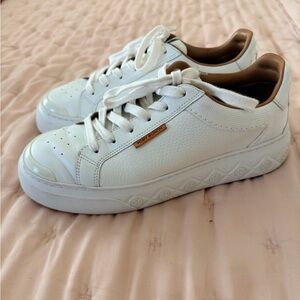 Tory Burch White Leather Sneakers with Tan Interior